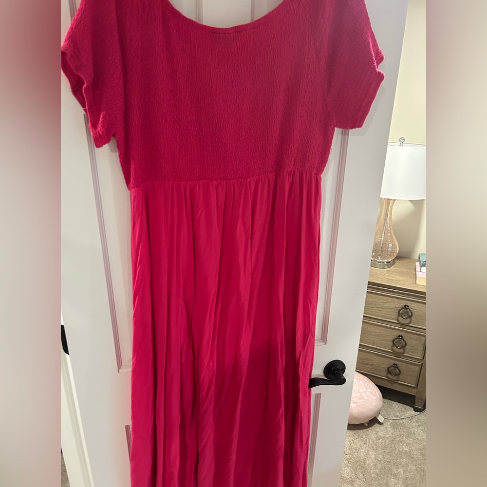 City Chic Pink Casual Sundress Short Sleeve Crew Neck